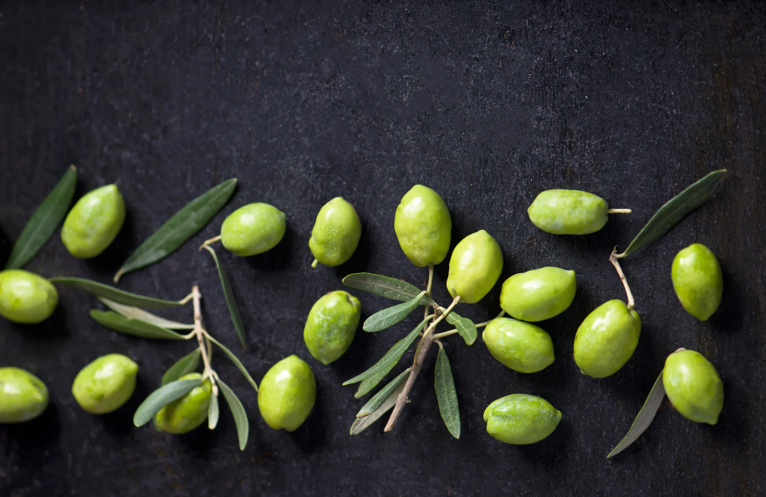 Aceitunas frescas con aceite y hierbas mediterráneas